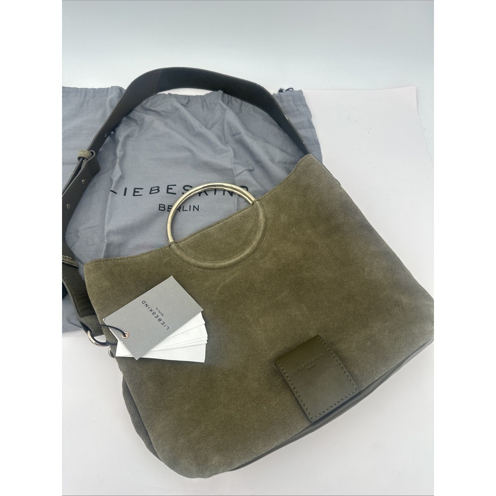 LIEBESKIND Berlin Ravenna Ring bag Dark Olive Green Suede Anthropologie NWT